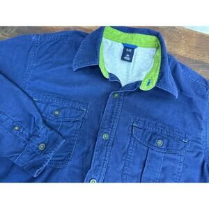 GAP Vintage Navy Blue Corduroy Lined Button-Up Shirt Shacket Boy's Size 10